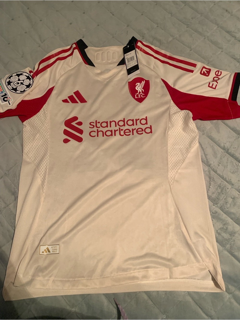 M. Salah White and Red Soccer Jersey with Black Trim - Picture 3 of 3
